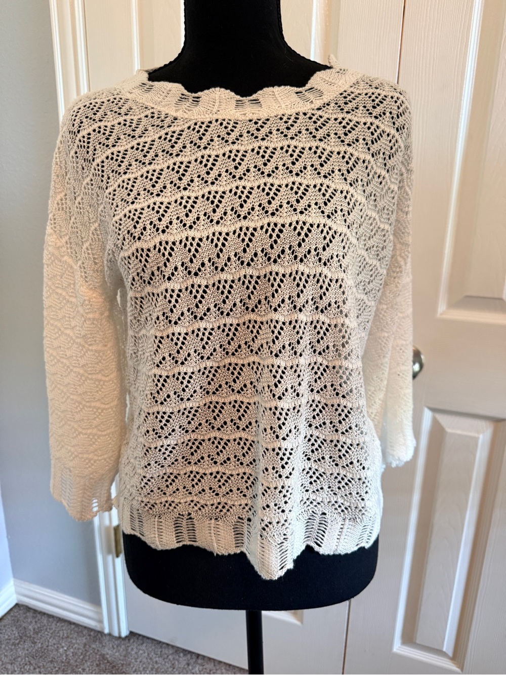 Jon & Anna Cream Openwork Knit Sweater